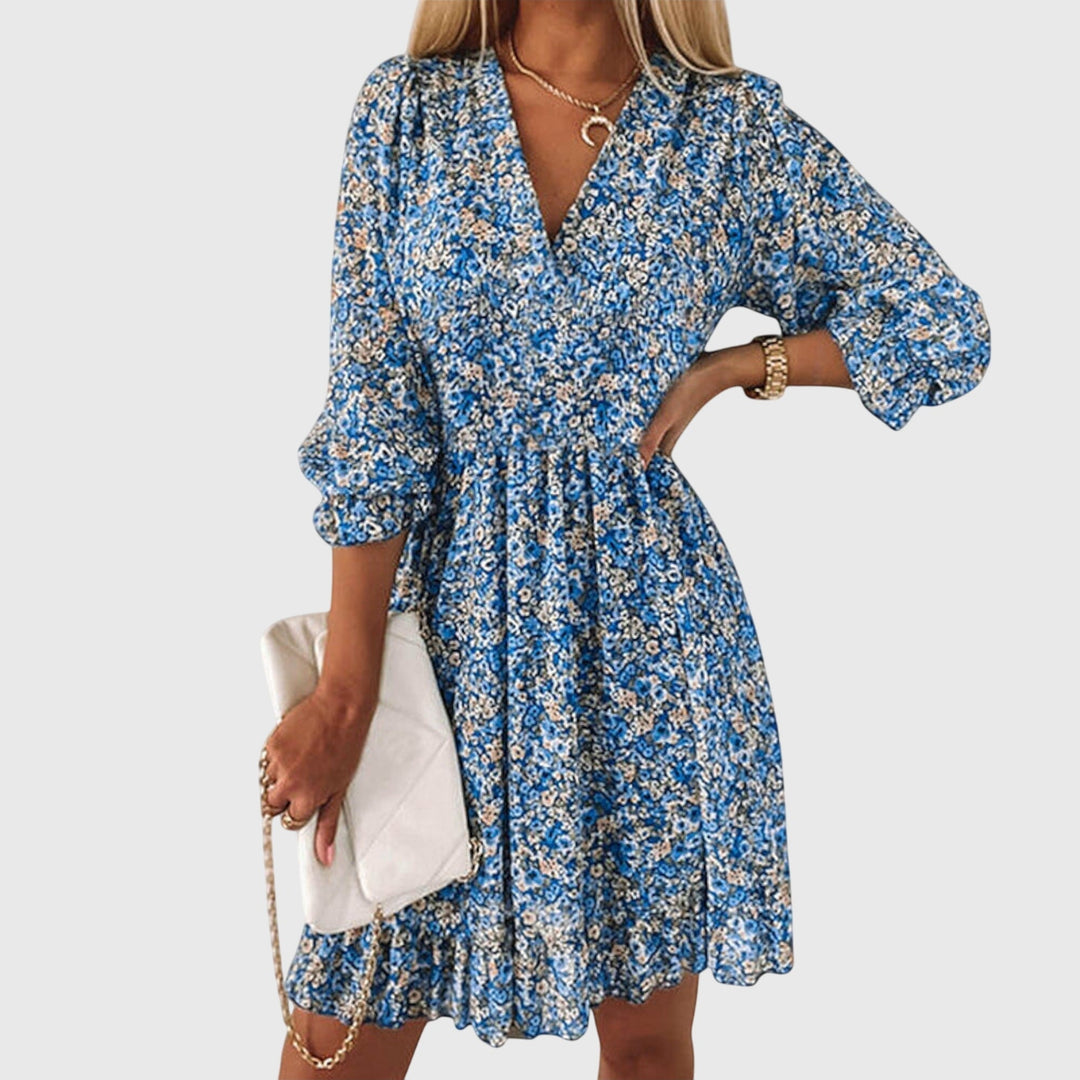 Elisa | Vestido Floral con Mangas Abullonadas