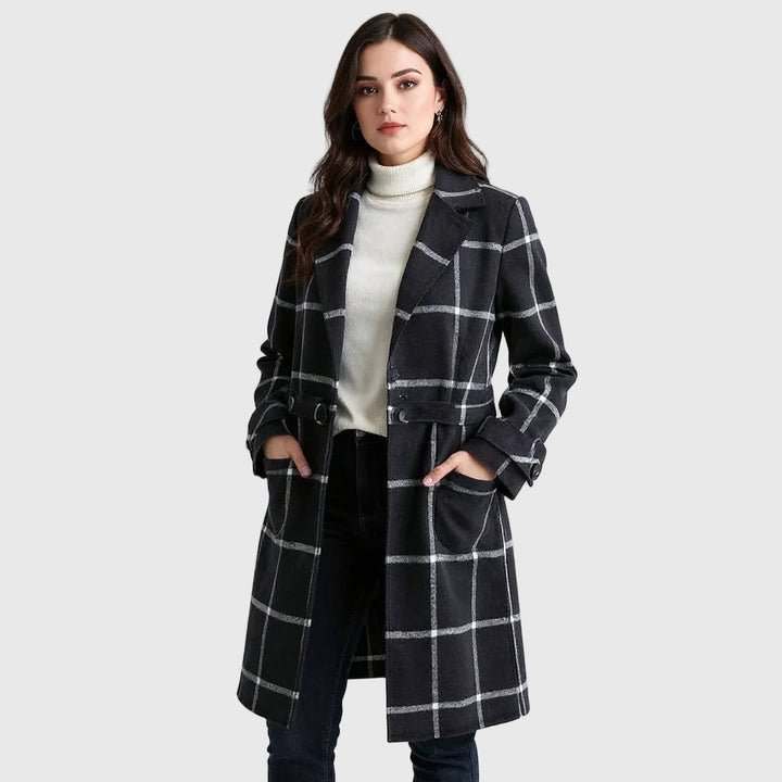 Valeria | Elegante Abrigo de Lana a Cuadros