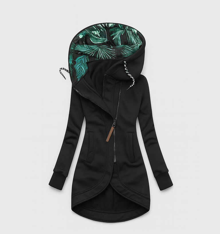 Coralina | Chaqueta Asimétrica con Capucha Amplia