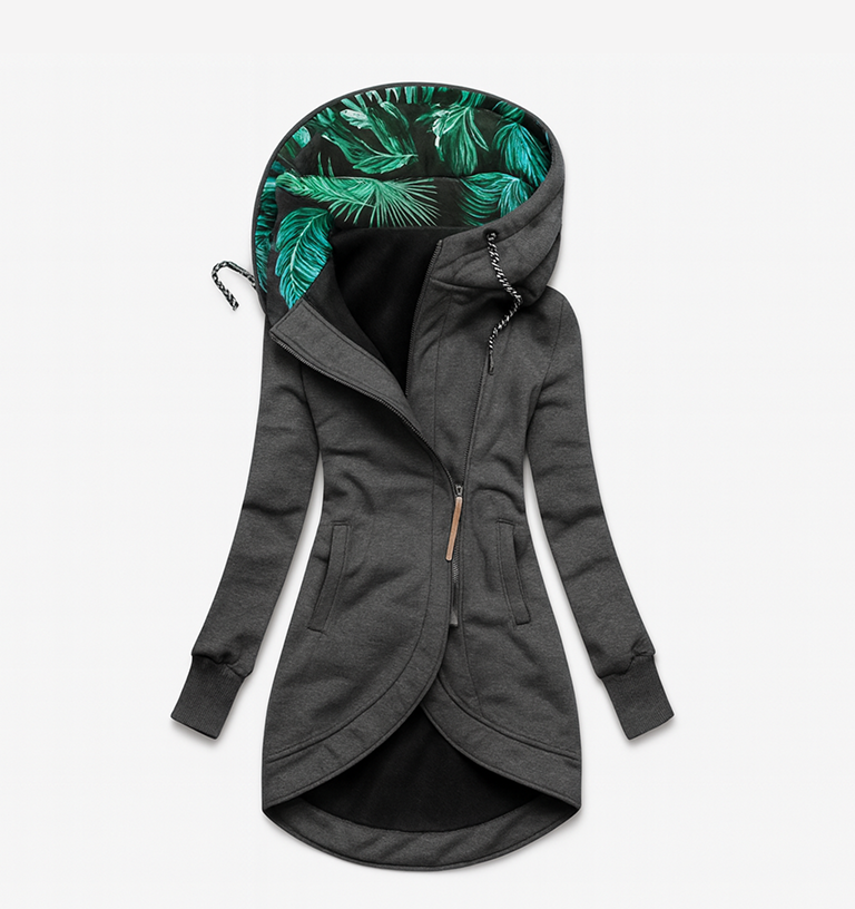 Coralina | Chaqueta Asimétrica con Capucha Amplia