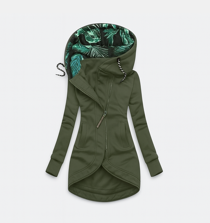 Coralina | Chaqueta Asimétrica con Capucha Amplia