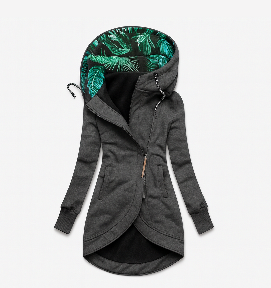 Coralina | Chaqueta Asimétrica con Capucha Amplia