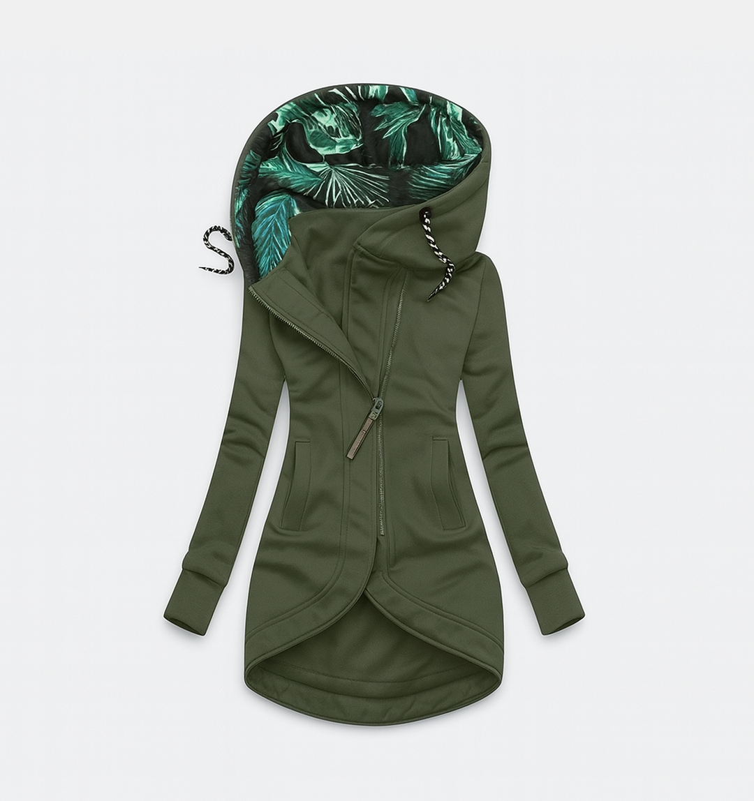 Coralina | Chaqueta Asimétrica con Capucha Amplia