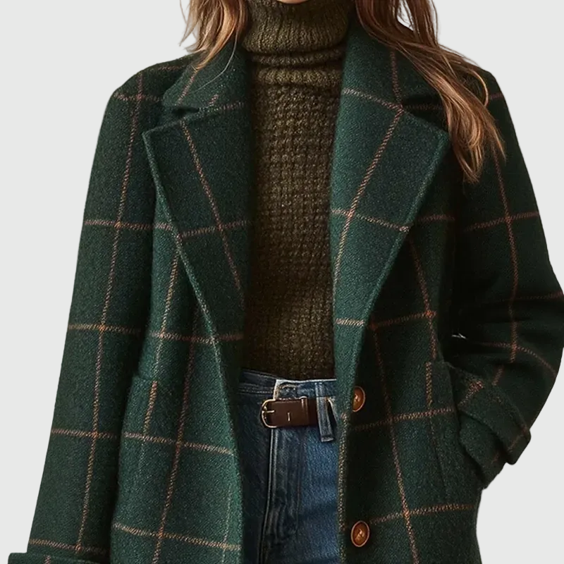 Valeria | Elegante Abrigo de Lana a Cuadros