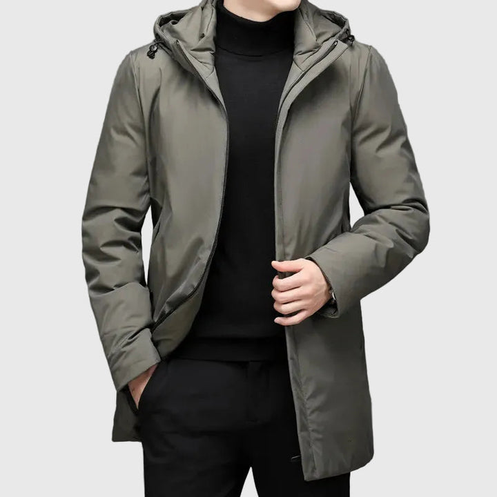 Andrés | Abrigo largo de invierno con capucha para hombres