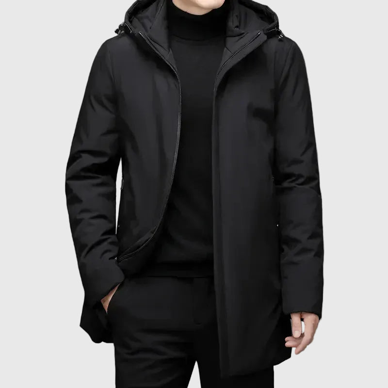 Andrés | Abrigo largo de invierno con capucha para hombres