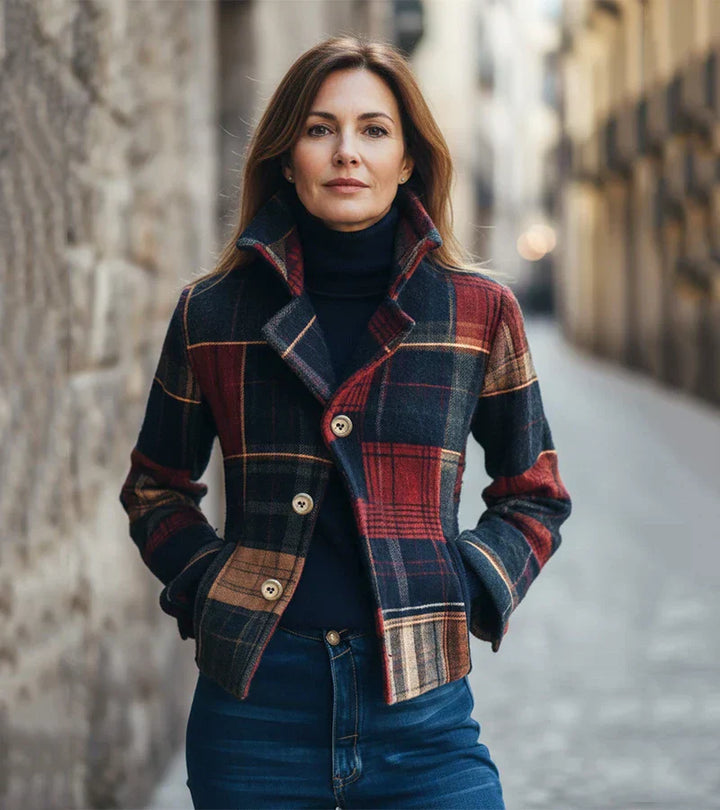 Maura | Chaqueta Cálida De Cuadros Vintage