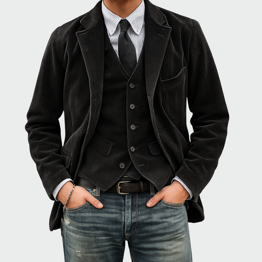 Tommy | Conjunto de 2 Piezas: Blazer y Chaleco de Terciopelo