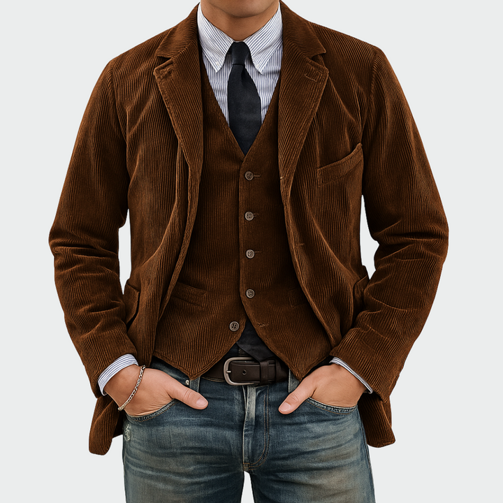 Tommy | Conjunto de 2 Piezas: Blazer y Chaleco de Terciopelo