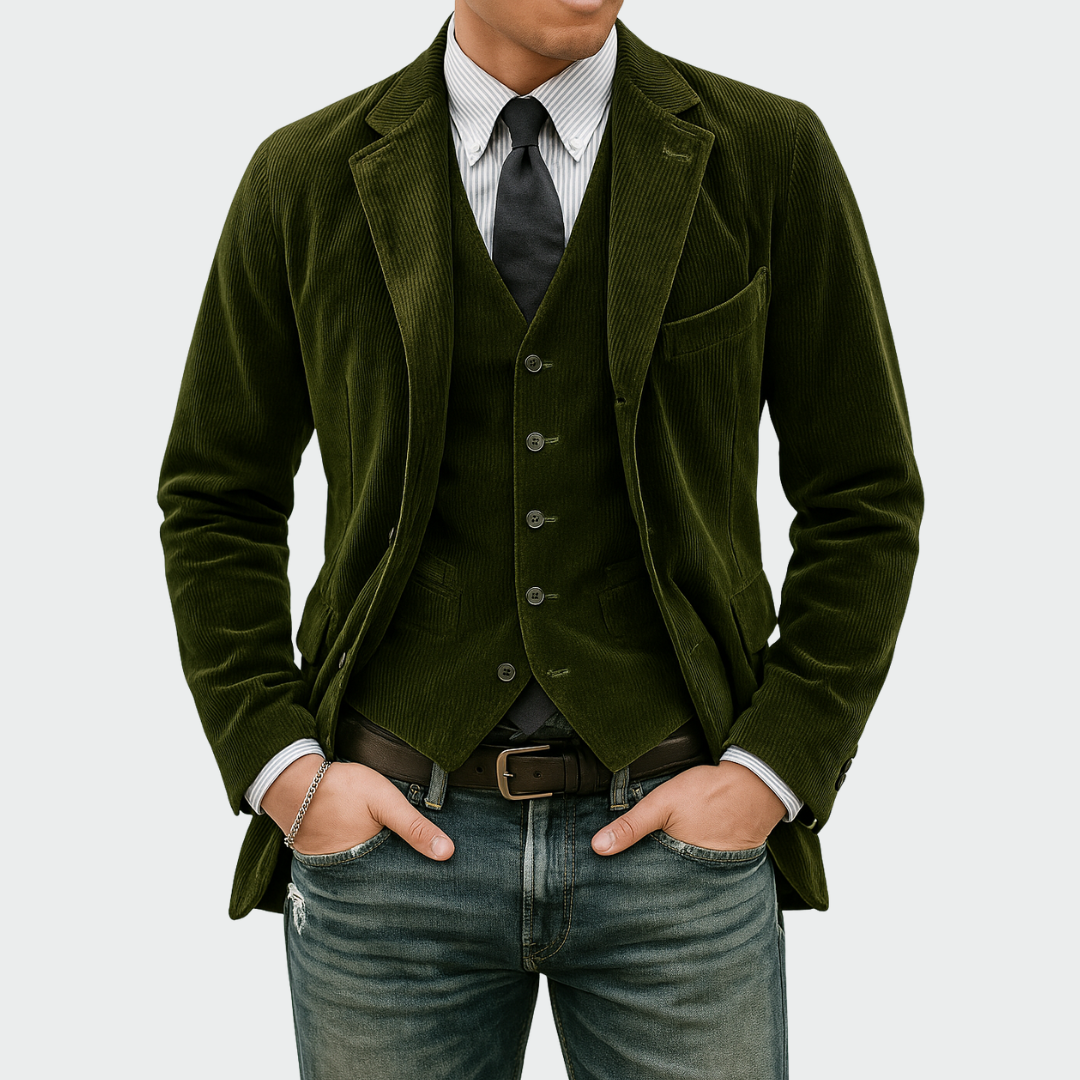 Tommy | Conjunto de 2 Piezas: Blazer y Chaleco de Terciopelo
