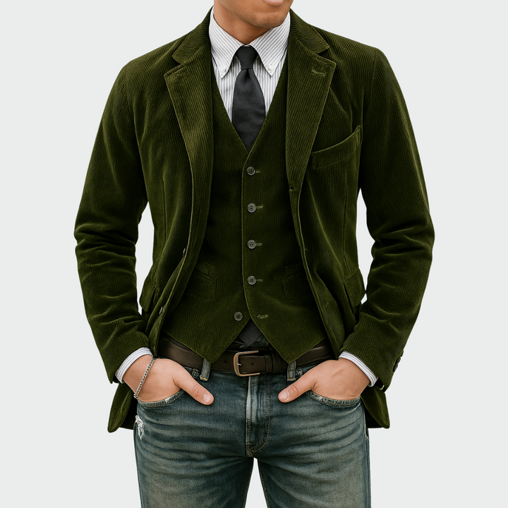 Tommy | Conjunto de 2 Piezas: Blazer y Chaleco de Terciopelo