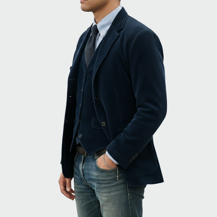 Tommy | Conjunto de 2 Piezas: Blazer y Chaleco de Terciopelo